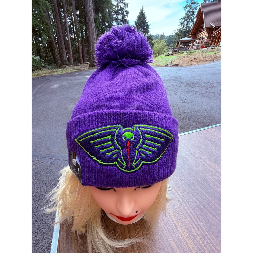 New Orleans Pelicans New Era City Edition Purple Pom Knit Beanie Hat NWT